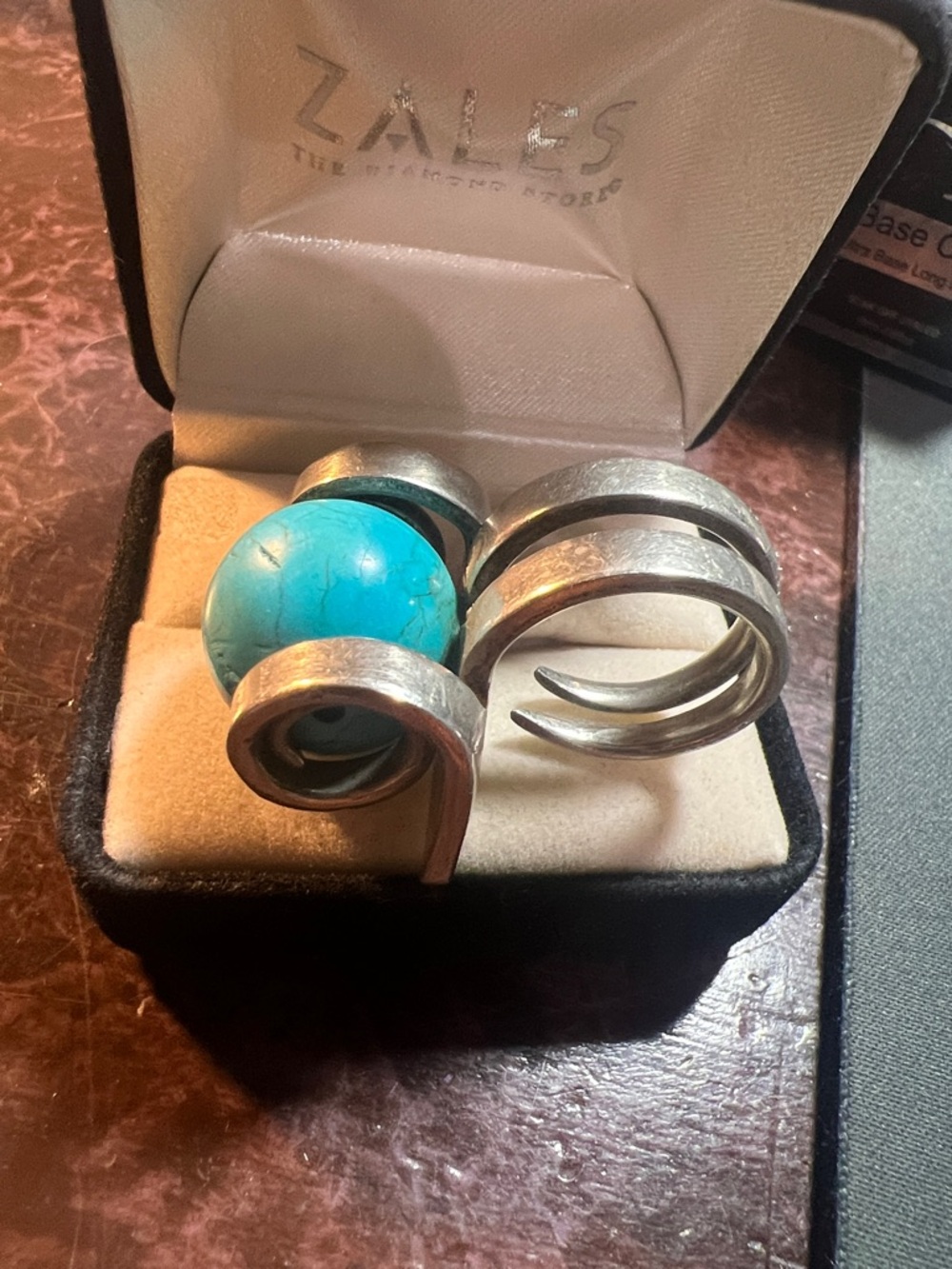 Turquoise Sphere Silver Statement Ring - Picture 2 of 11